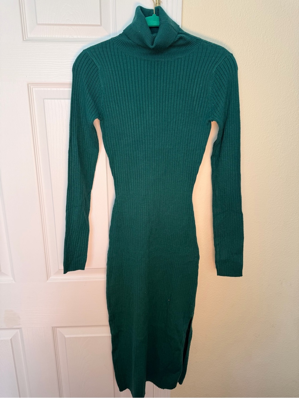 Double Zero Teal Ribbed Turtleneck Sweater Dress size Small